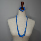 Exaggerated Blue Beaded Necklace & Bracelet Set