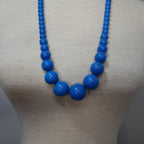 Exaggerated Blue Beaded Necklace & Bracelet Set