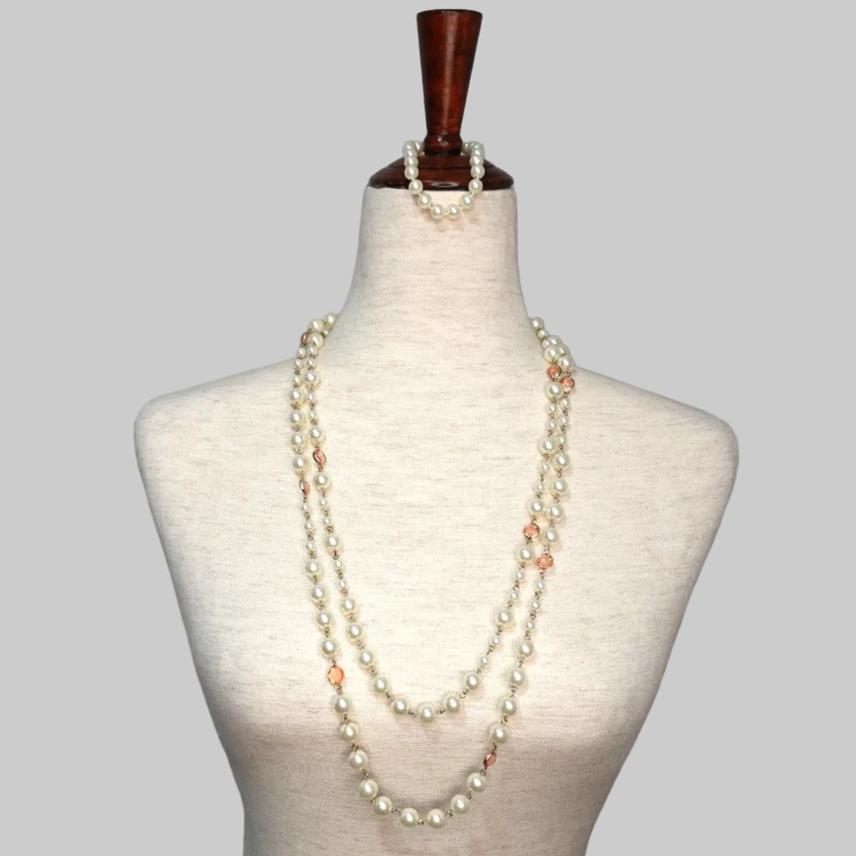 Multistrand Faux Pearl Necklace with Matching Bracelet