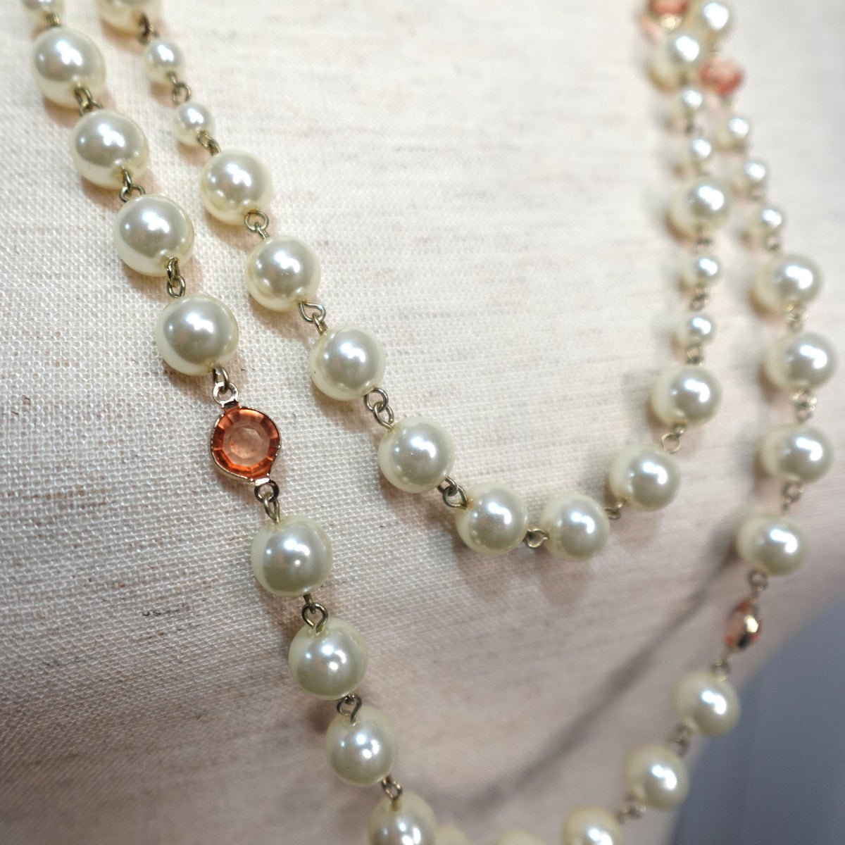 Multistrand Faux Pearl Necklace with Matching Bracelet