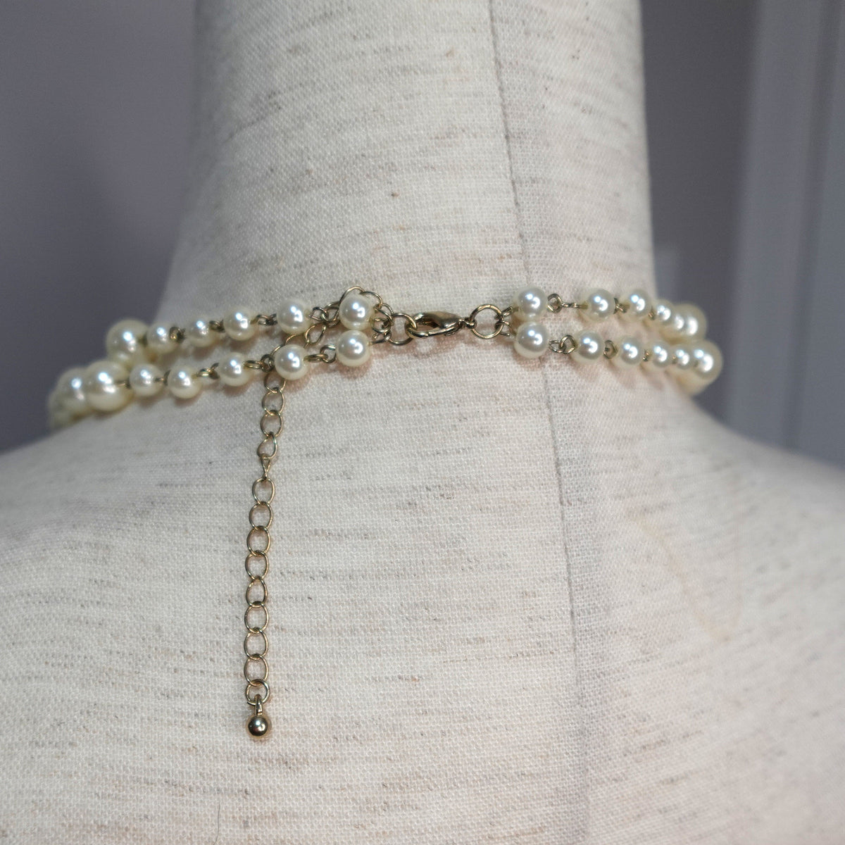 Multistrand Faux Pearl Necklace with Matching Bracelet
