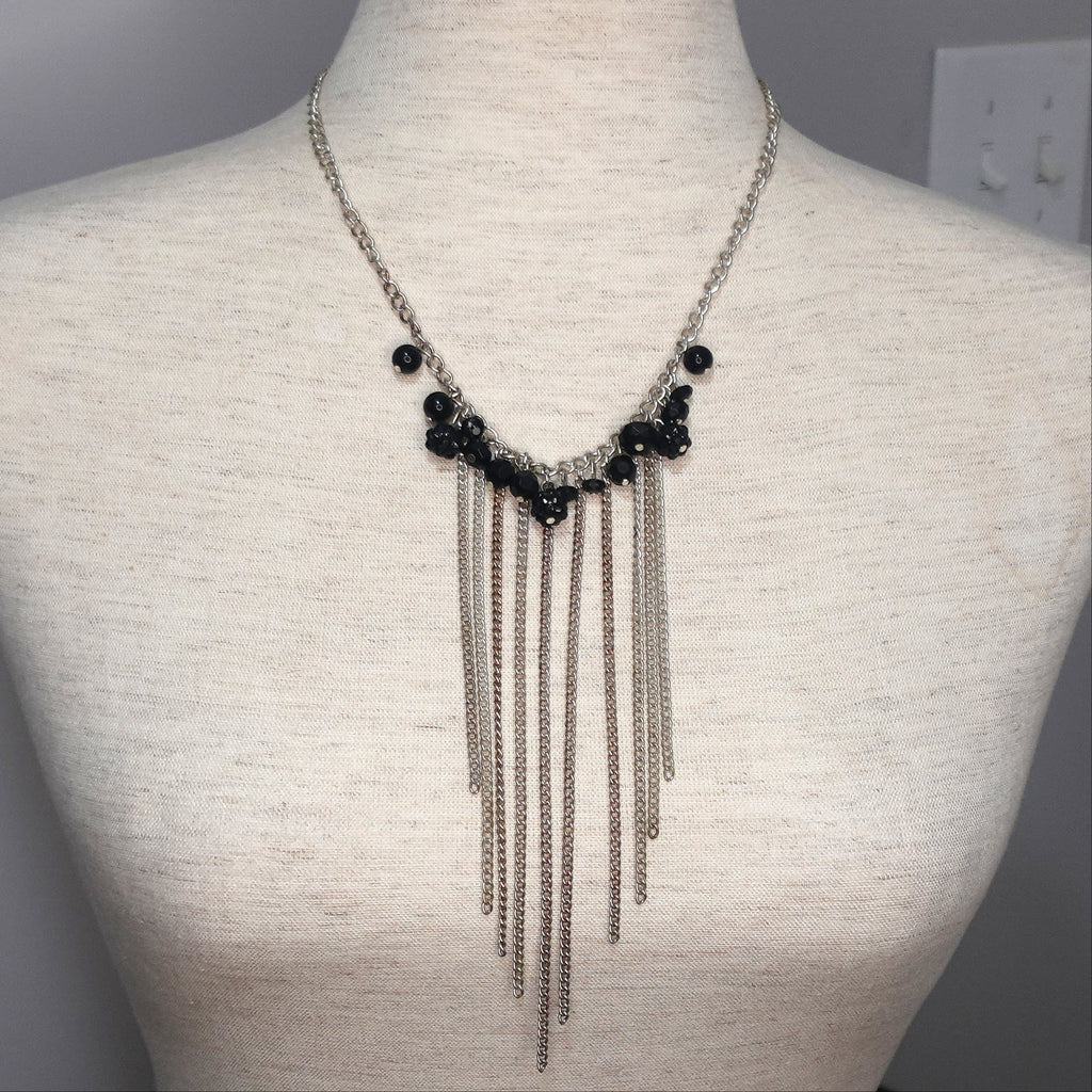 Silver Toned Chain Statement Necklace