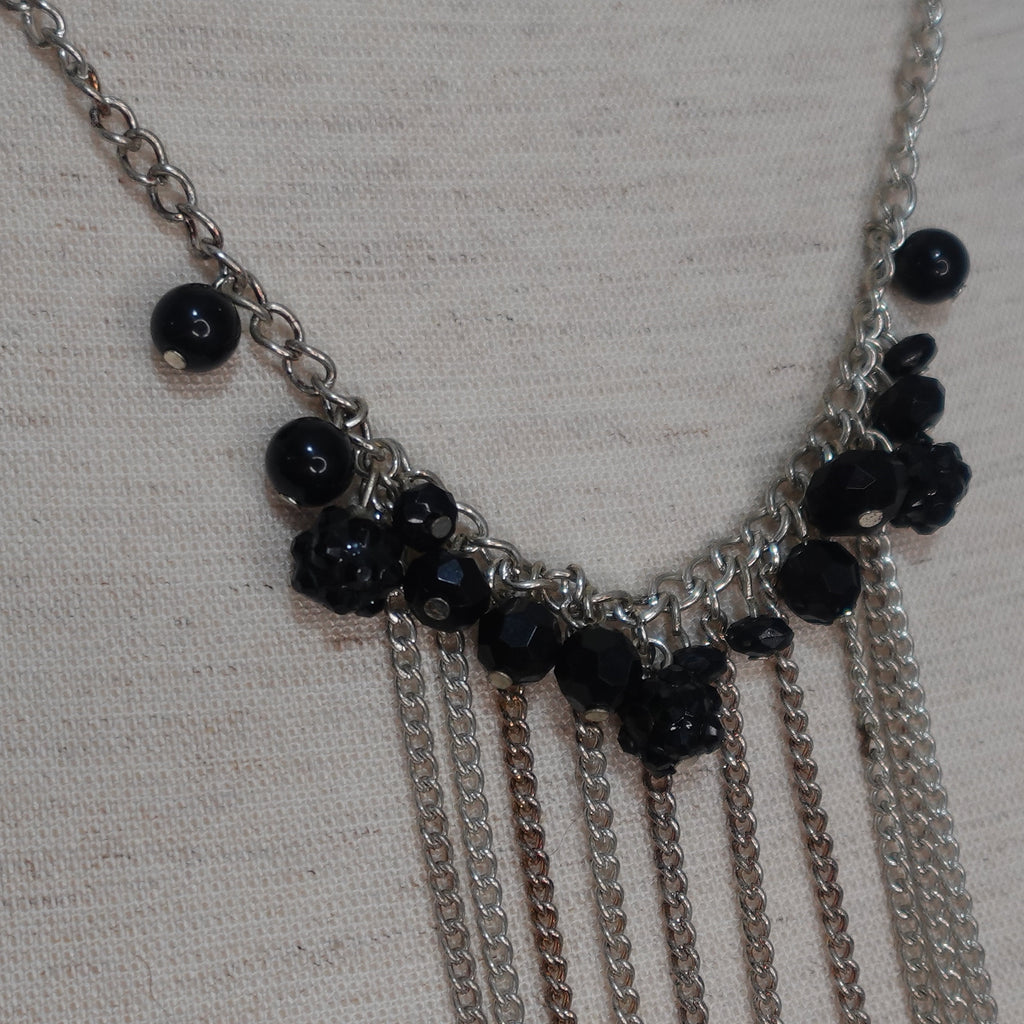 Silver Toned Chain Statement Necklace