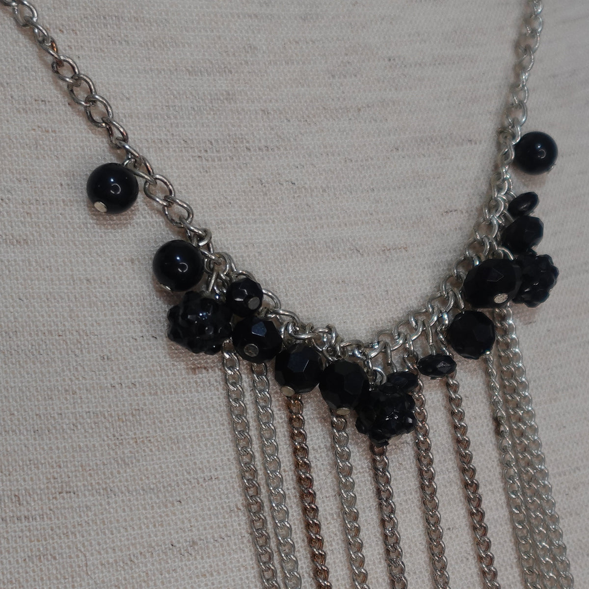 Silver Toned Chain Statement Necklace