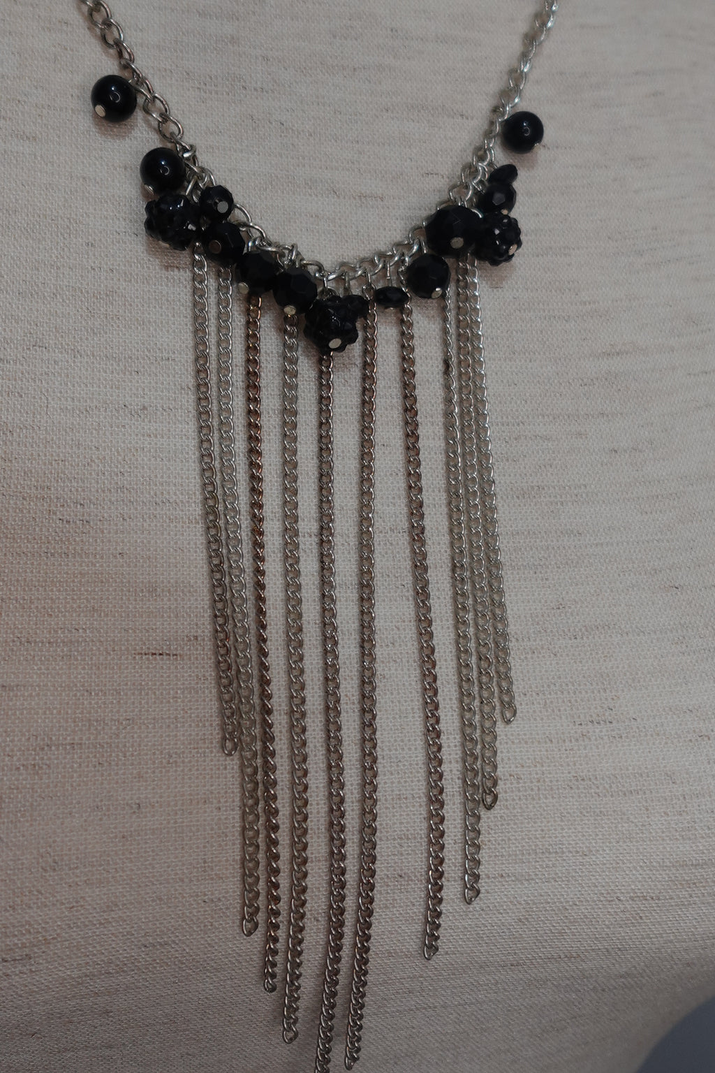 Silver Toned Chain Statement Necklace