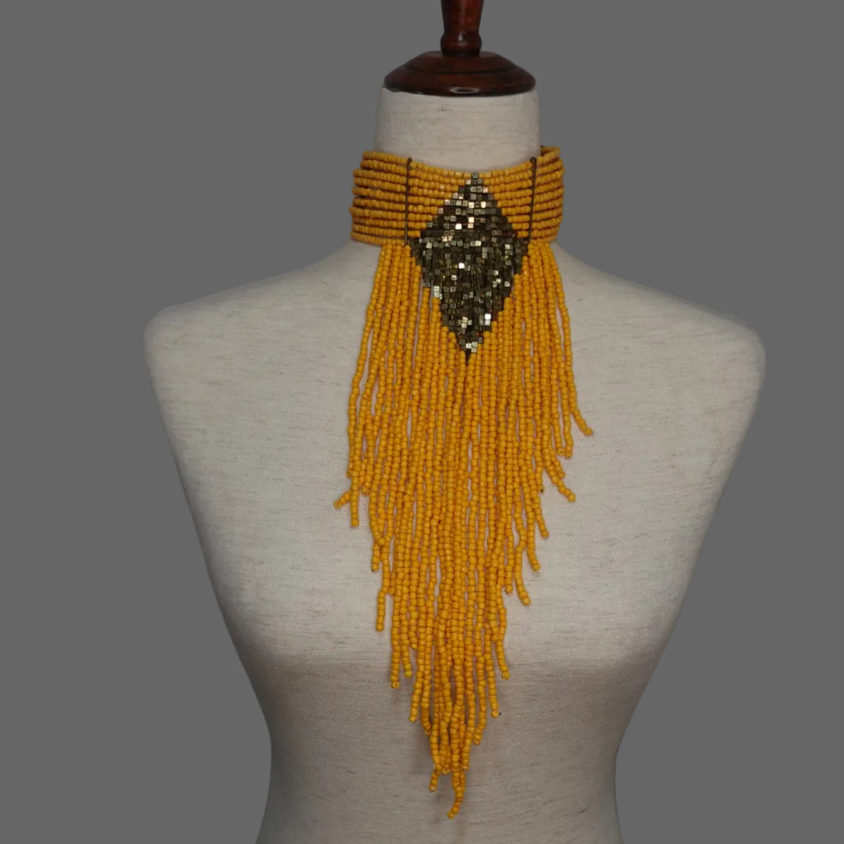 Columbian Yellow Beaded Choker
