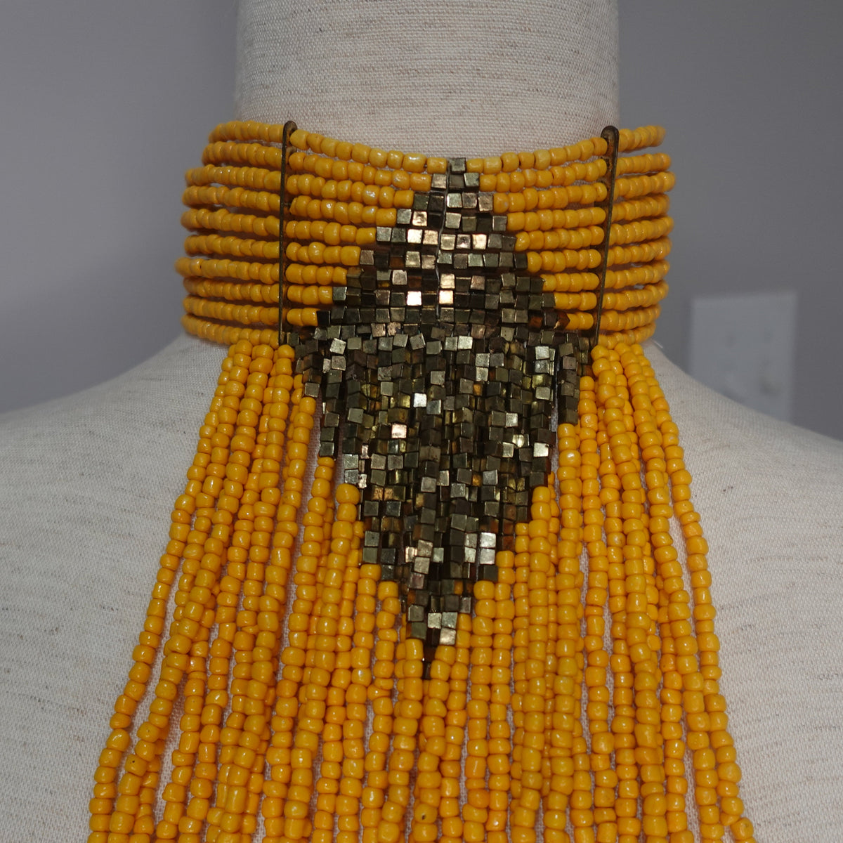 Columbian Yellow Beaded Choker