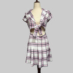 Almost Famous Pink Plaid Tie Front School Girl Dress