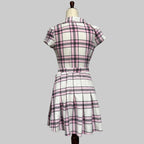 Almost Famous Pink Plaid Tie Front School Girl Dress