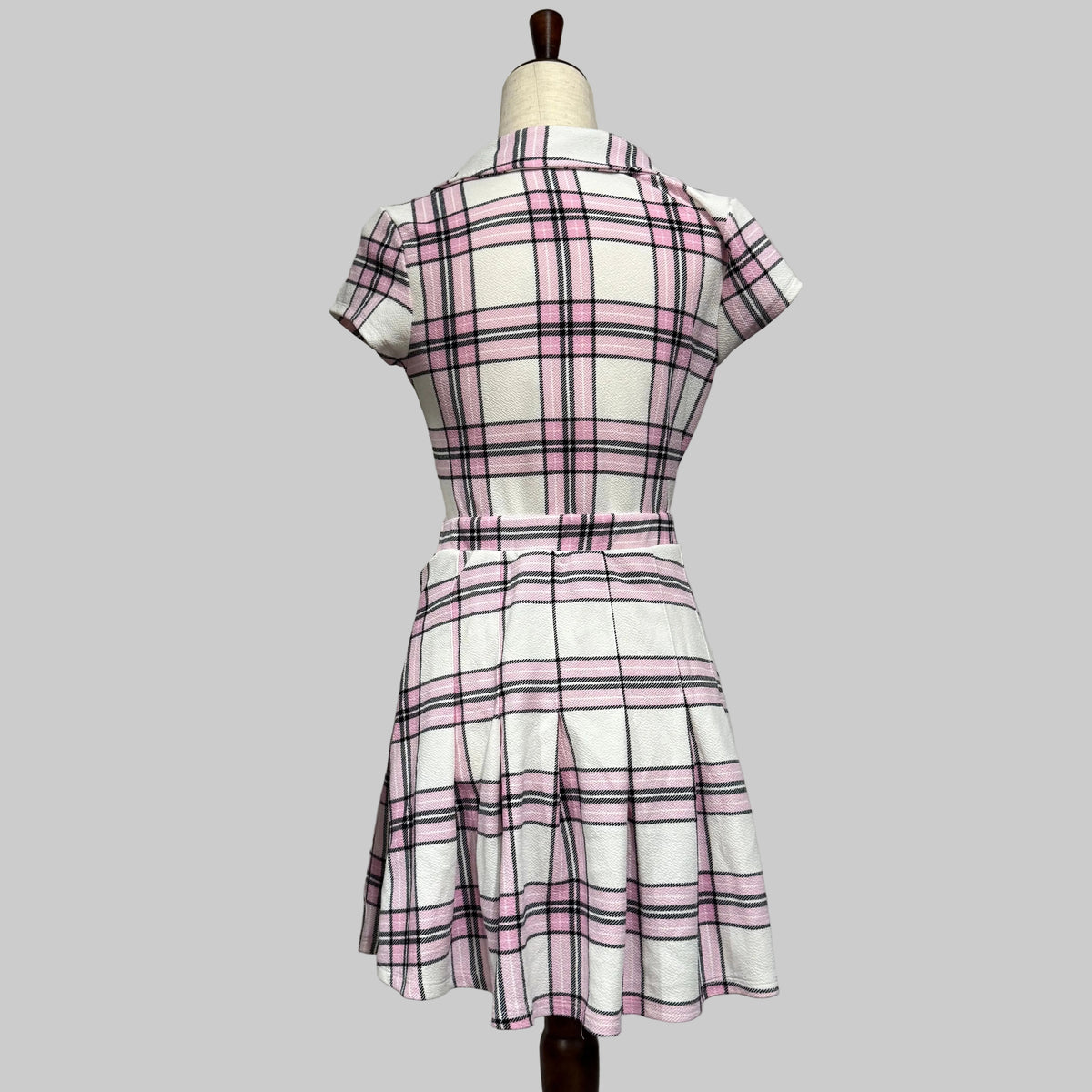 Almost Famous Pink Plaid Tie Front School Girl Dress