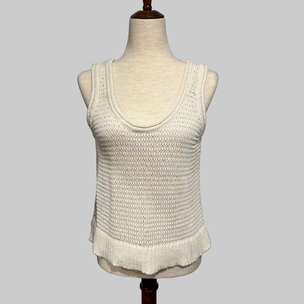Madewell Textured Stitch Sweater Tank Off White Cream Knit Top