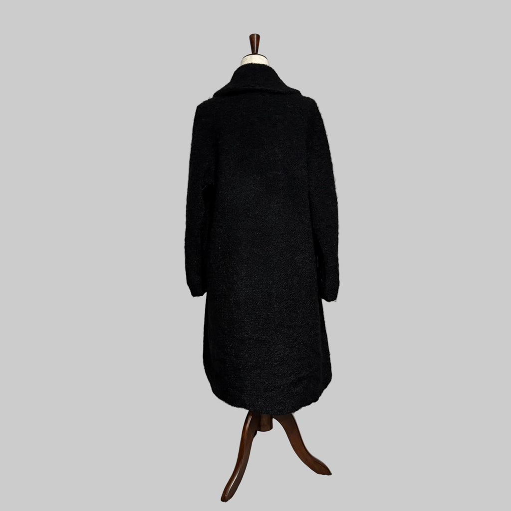 Vintage 1970s Handmade Black Wool Coat
