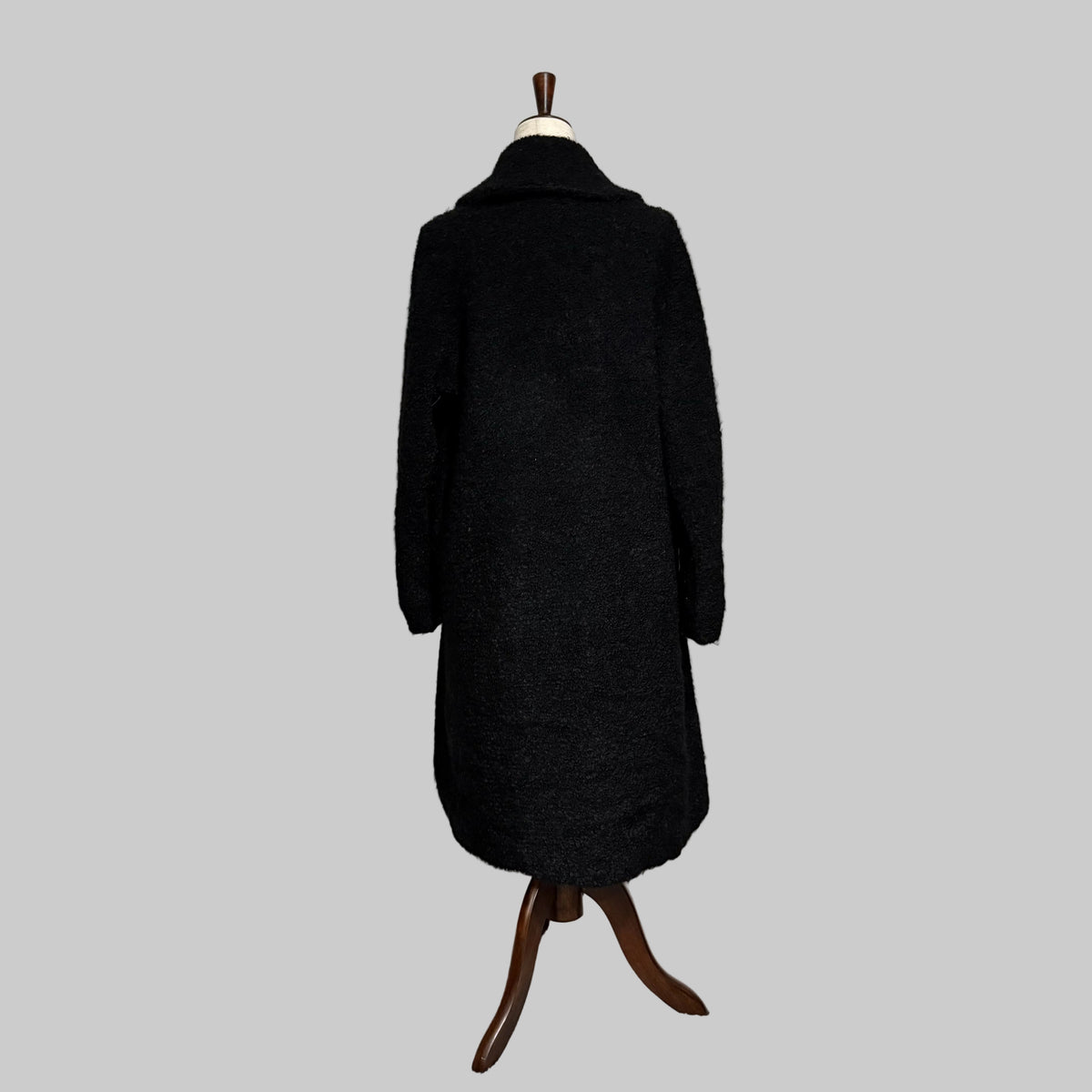 Vintage 1970s Handmade Black Wool Coat