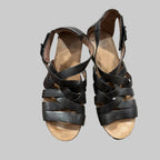 Dansko | Vivian Gladiator Black Leather Wedge Sandals