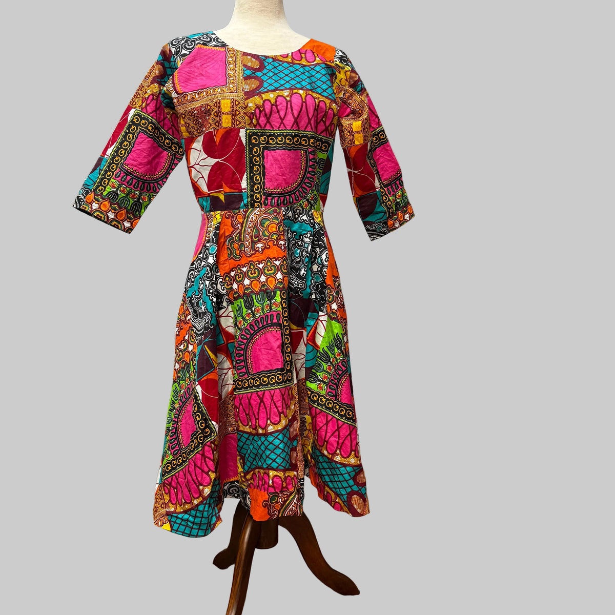 Handmade Multicolored 50s Style Fit and Flare Dress