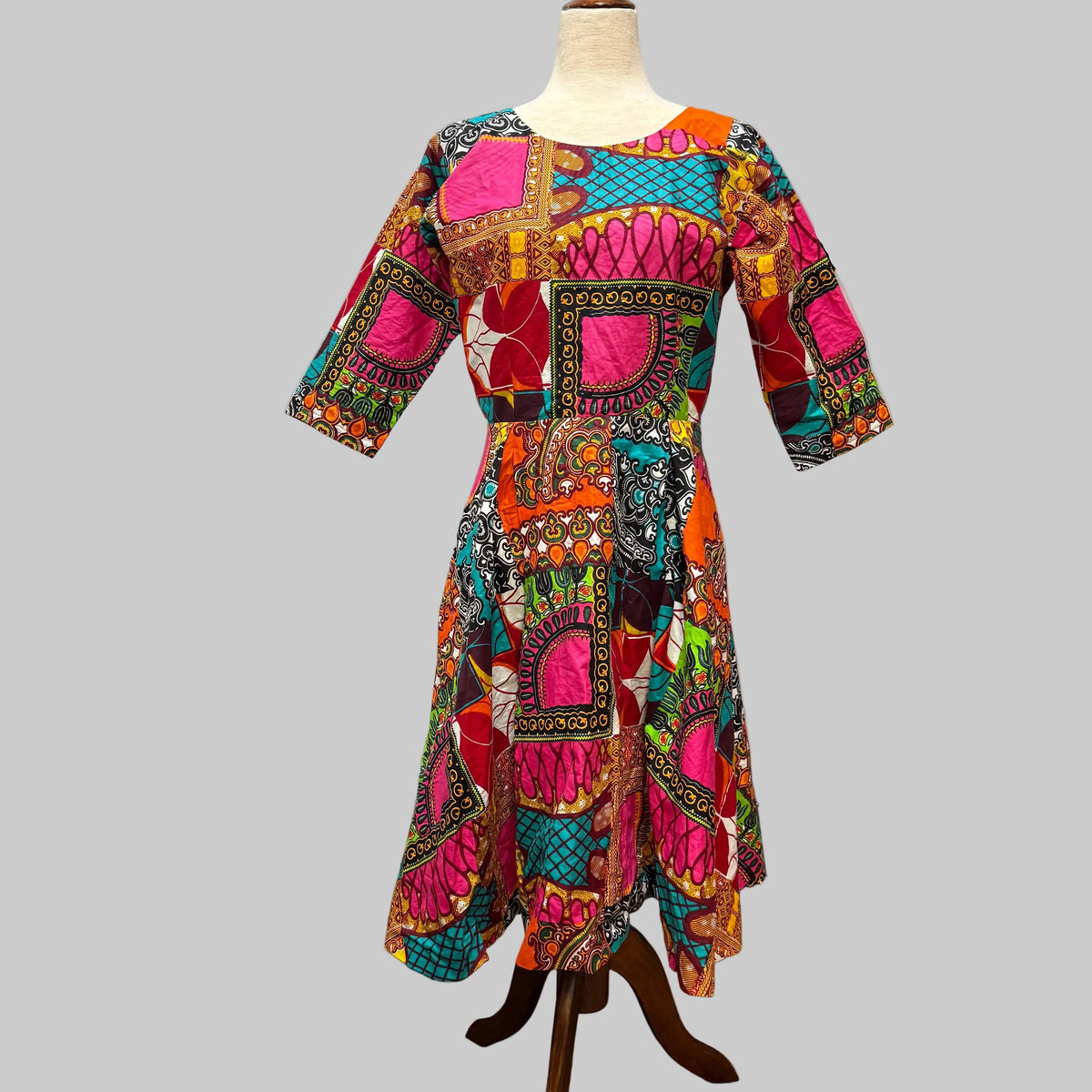 Handmade Multicolored 50s Style Fit and Flare Dress
