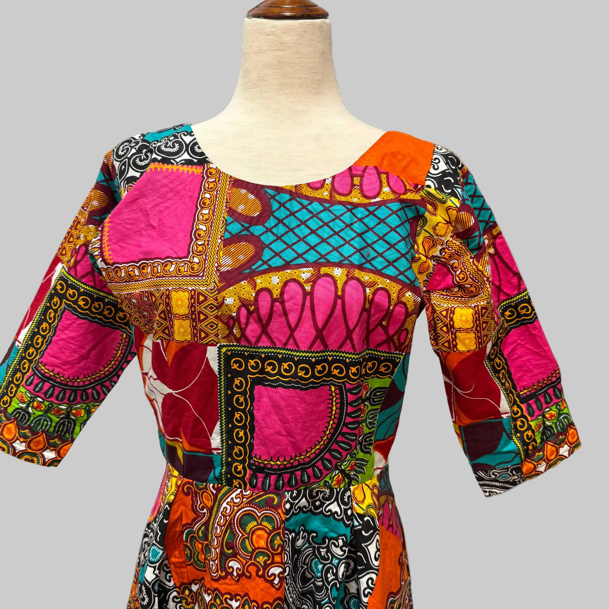 Handmade Multicolored 50s Style Fit and Flare Dress