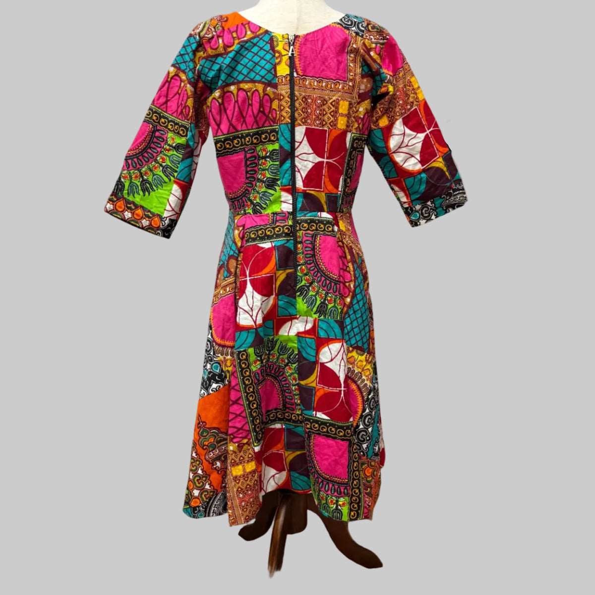 Handmade Multicolored 50s Style Fit and Flare Dress