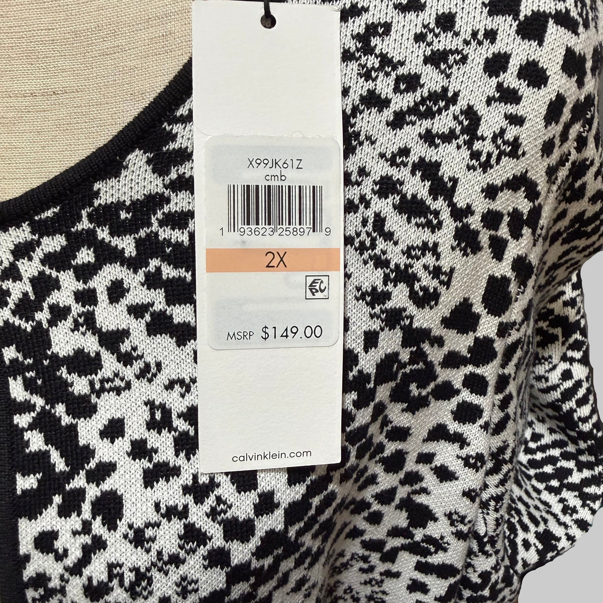 Calvin Klein Black and White Long Sweater