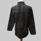 CHICOS Black Patterned Jacket Super Soft Brown Lining