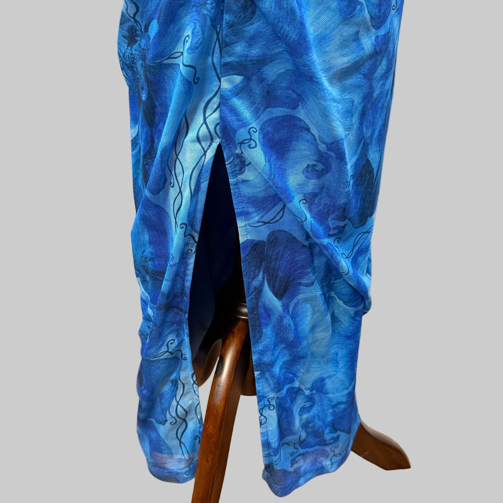 Pretty Garden Blue Full Length Strapless Dress Women's Small