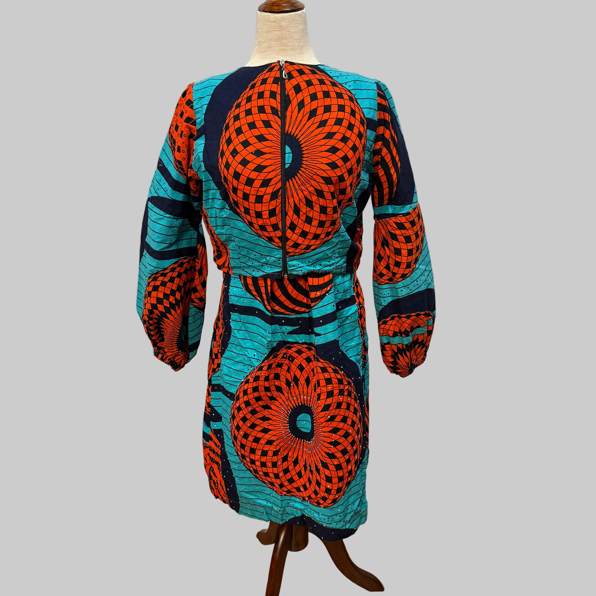 Handmade | Turquoise & Orange African-Inspired Dress & Jacket Set