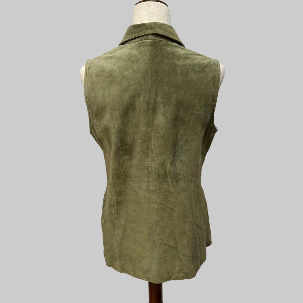Suzelle | Green Leather Moto Style Vest