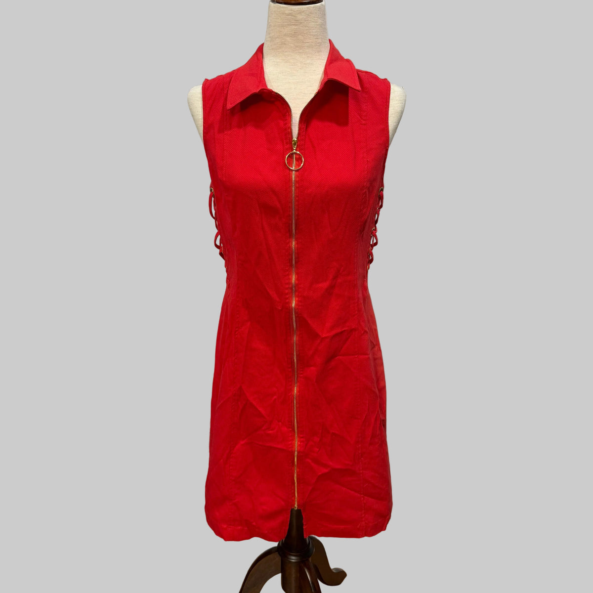 XOXO | Tomato Red Fitted Dress w/ Grommet Details