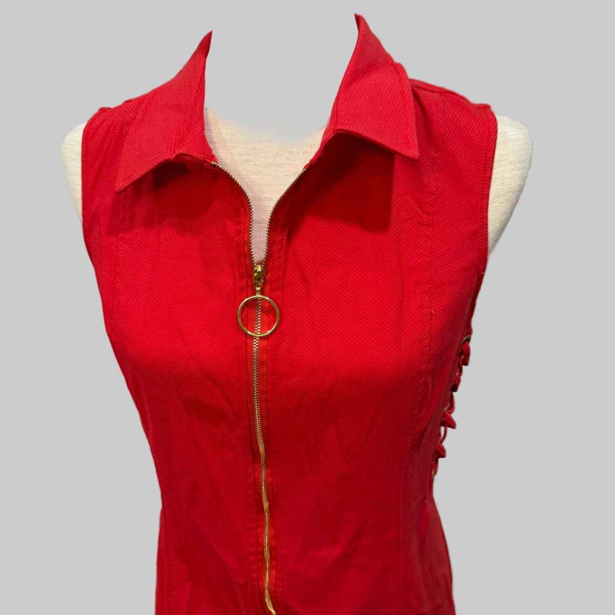 XOXO | Tomato Red Fitted Dress w/ Grommet Details