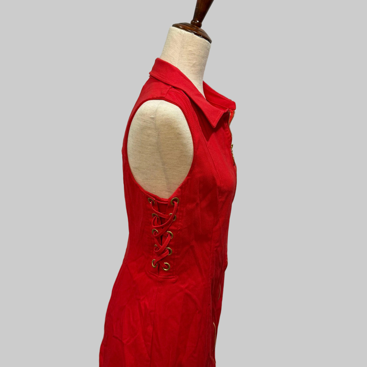 XOXO | Tomato Red Fitted Dress w/ Grommet Details