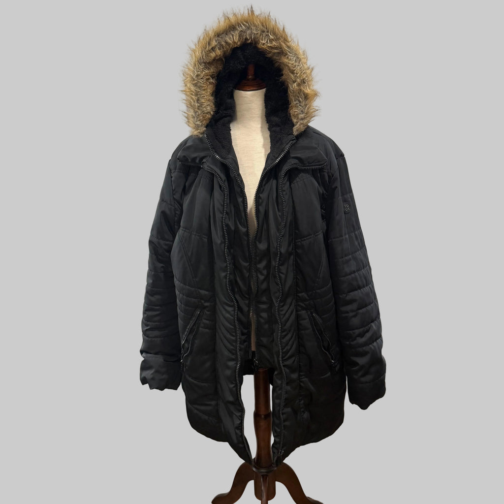 XOXO | Black Mid-Length Puffer Jacket