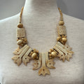Vintage Hand Carved Bone Statement Necklace