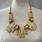 Vintage Hand Carved Bone Statement Necklace