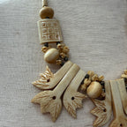 Vintage Hand Carved Bone Statement Necklace
