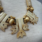 Vintage Hand Carved Bone Statement Necklace