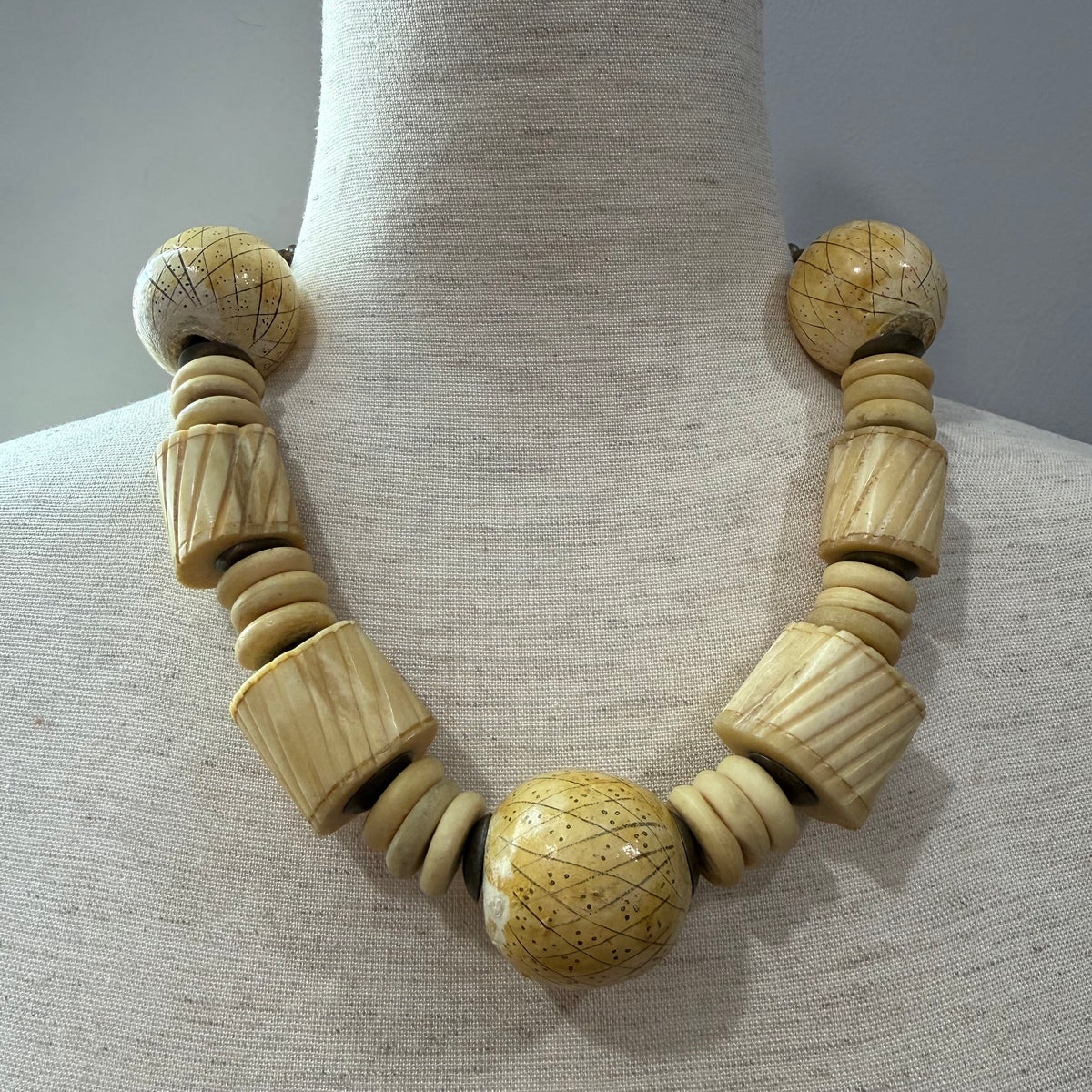 Bohemian Wooden Bead Chunky Style Bib Necklace