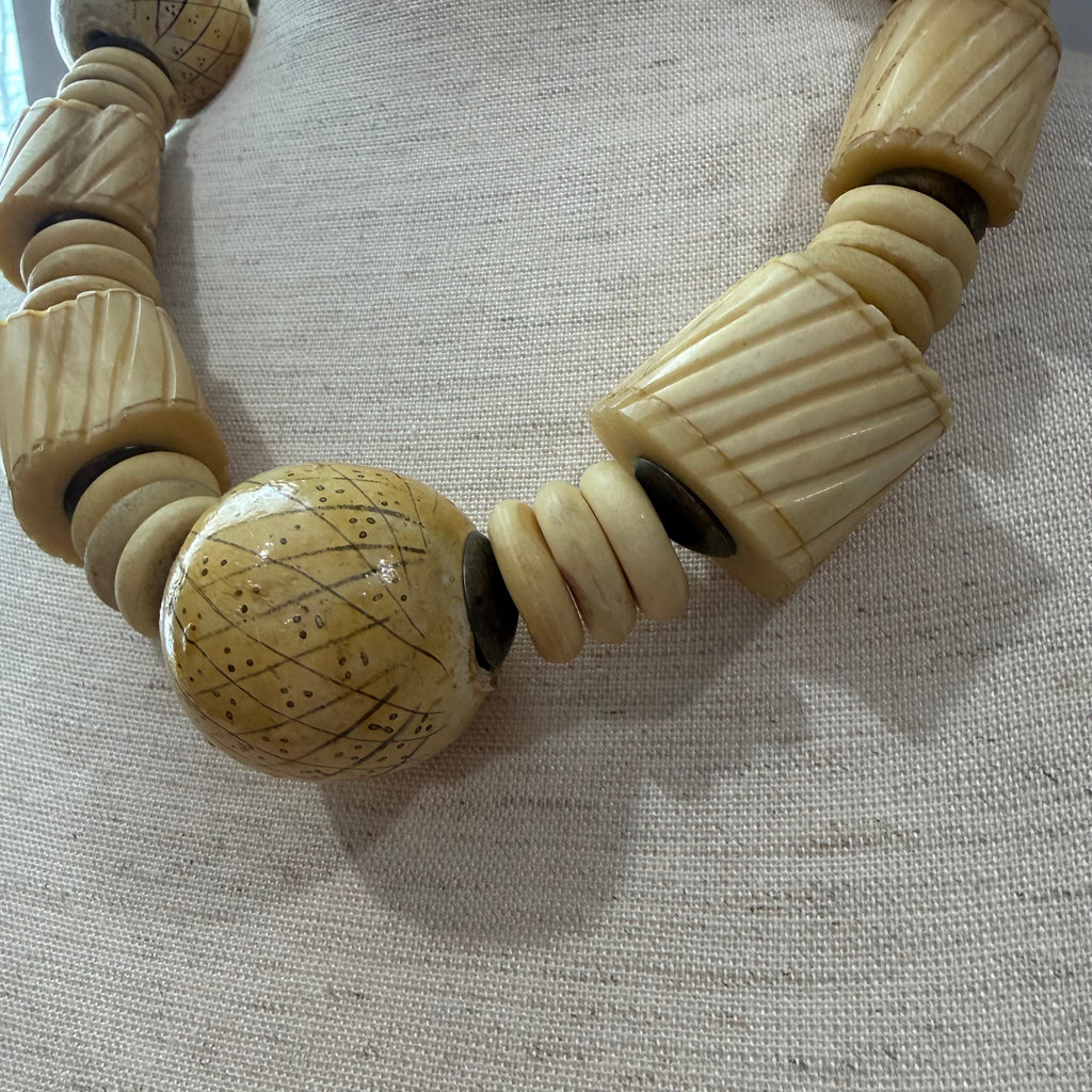 Bohemian Wooden Bead Chunky Style Bib Necklace