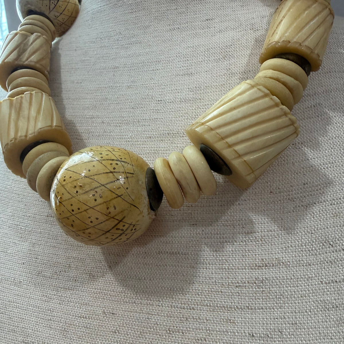 Bohemian Wooden Bead Chunky Style Bib Necklace