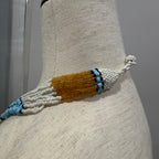 Native American Inspired White and Blue Beaded Necklace