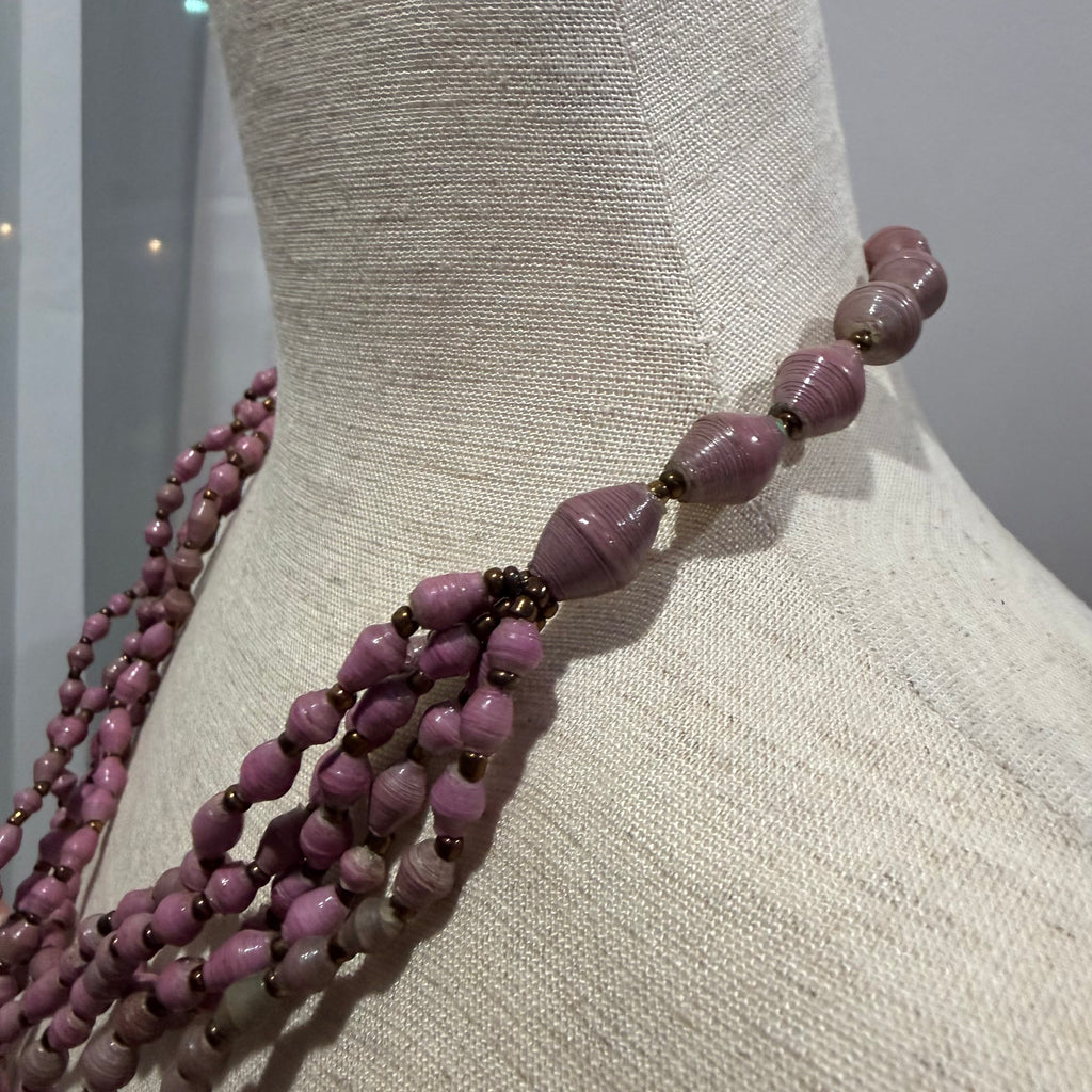 Purple Handmade Paper Bead Statement Necklace