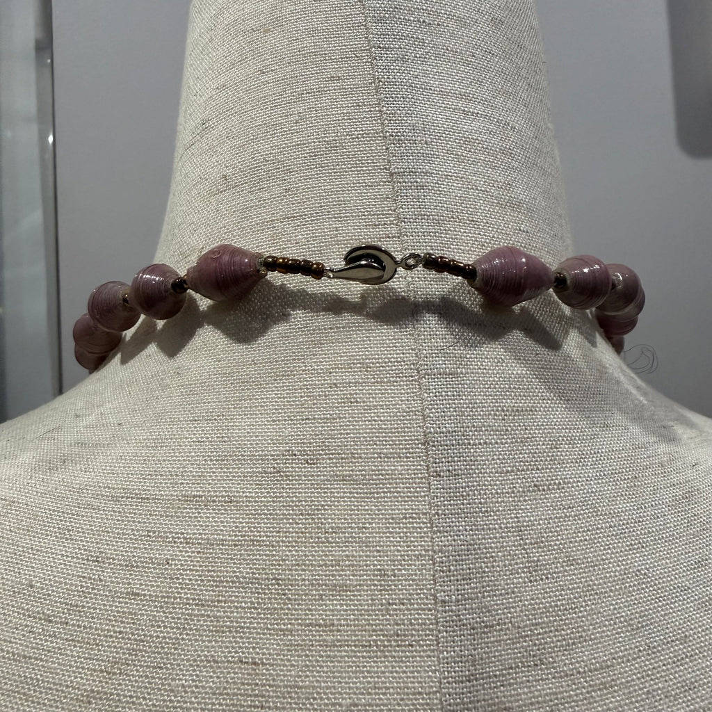 Purple Handmade Paper Bead Statement Necklace