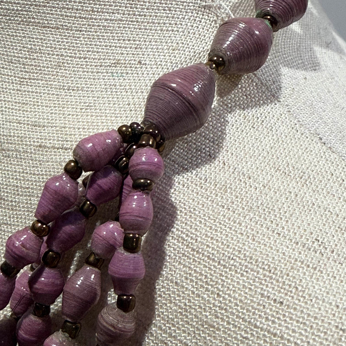 Purple Handmade Paper Bead Statement Necklace
