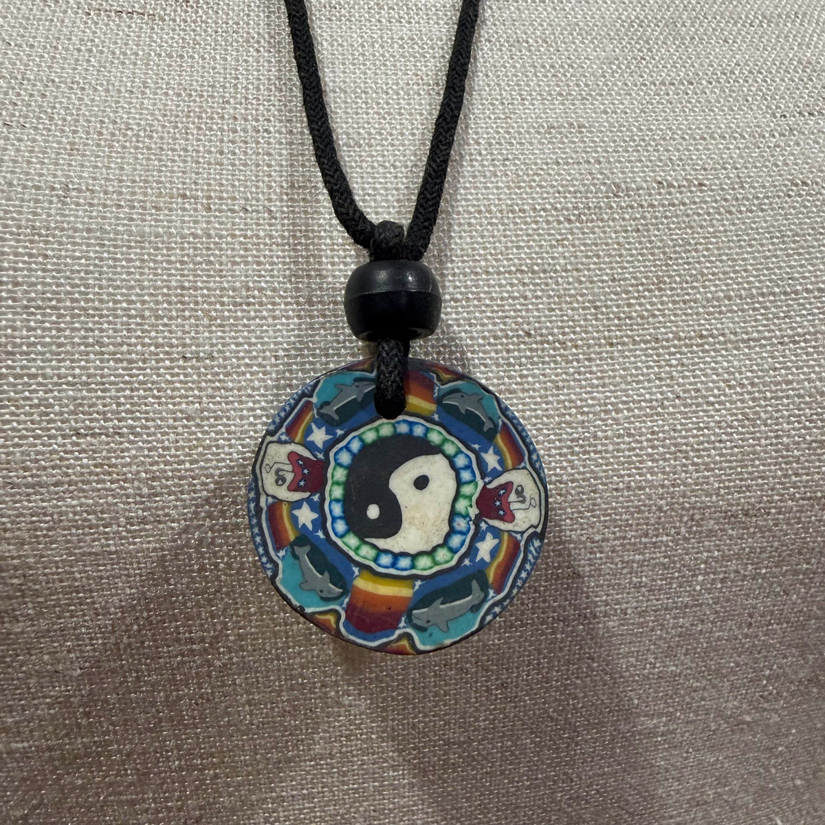 Vintage 1990's Polymer Clay Pendant Necklace
