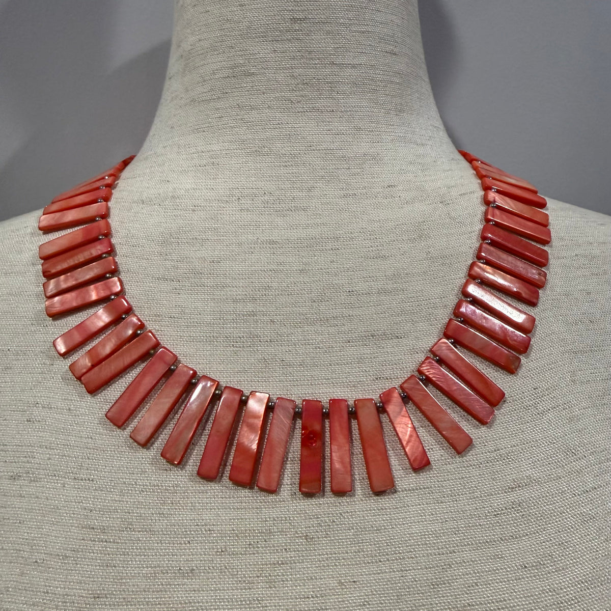 Orange Coral Style Fan Bead Necklace