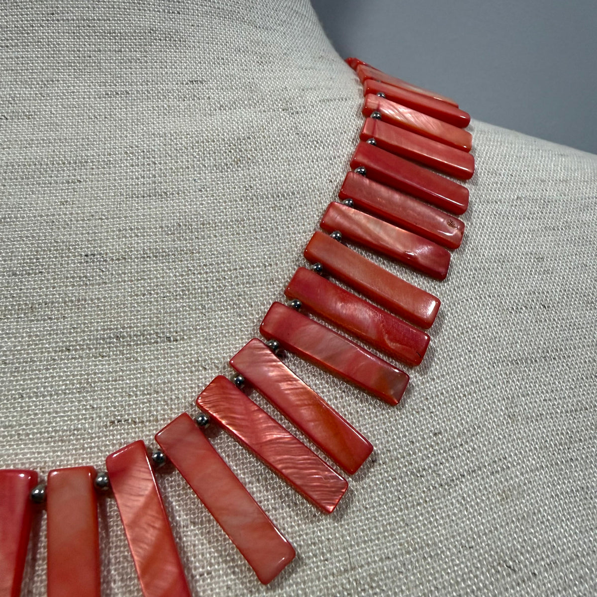 Orange Coral Style Fan Bead Necklace