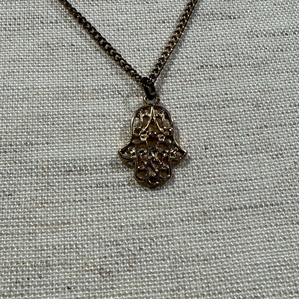 Hamsa Gold Toned Pendant Necklace