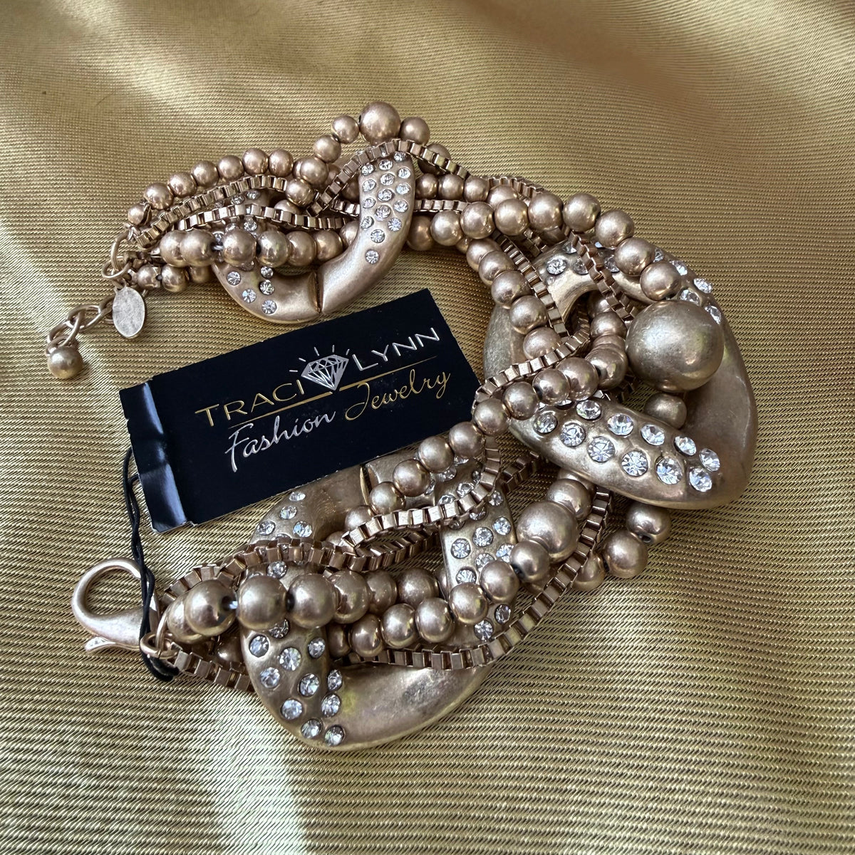 Traci Lynn | Gold and Chain Bracelet