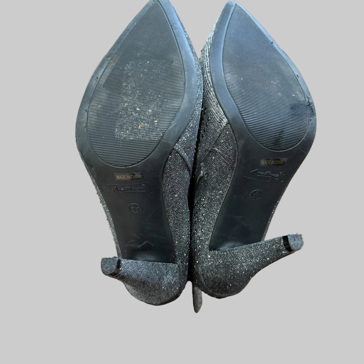 Anne Michelle | Magnolia Gray & Silver Studded Pointed Toe Heels