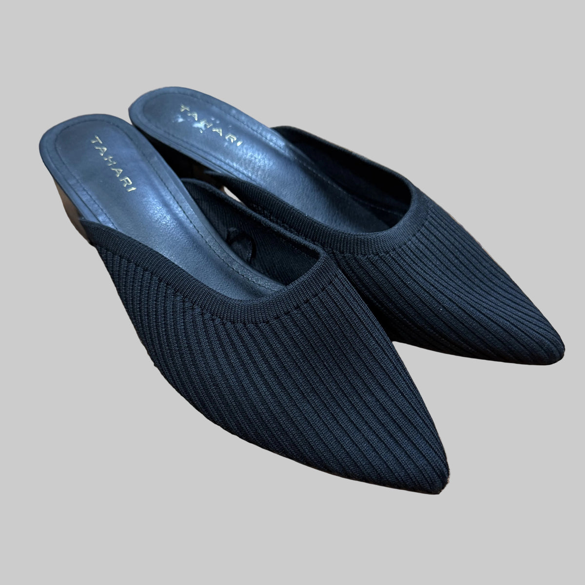 Tahari | Black Knit Block Kitten Heels