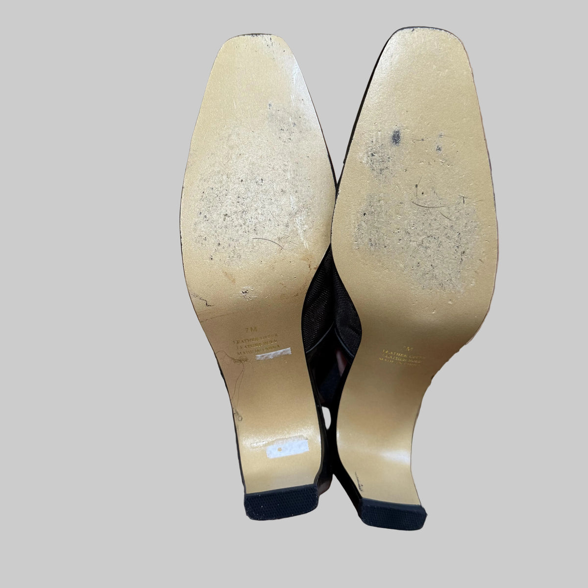 Stefani Couture | Black Leather Mesh Slingback Heels